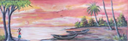 Deux pirogues - 60x20 - Acryl auf Leinwand - Fr. 120.-